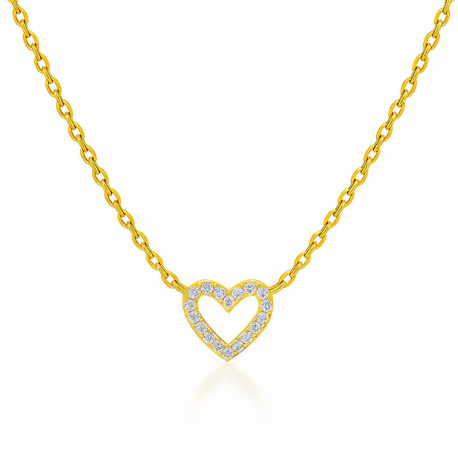 image_0-11.jpg Gold-plated necklace with cubic zirconia heart pendant on chain