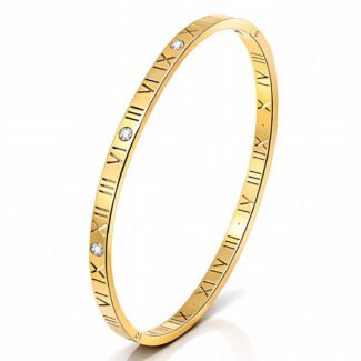 Old Roman Numeral Bangle - 18K Gold Tarnish-Free bangle