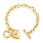 Heart Charm Link Bracelet - 18K Gold Waterproof