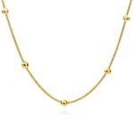 18k Gold-Plated Beaded Stainless Steel Necklace