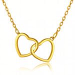 Double Heart 18K Gold Pendant Necklace