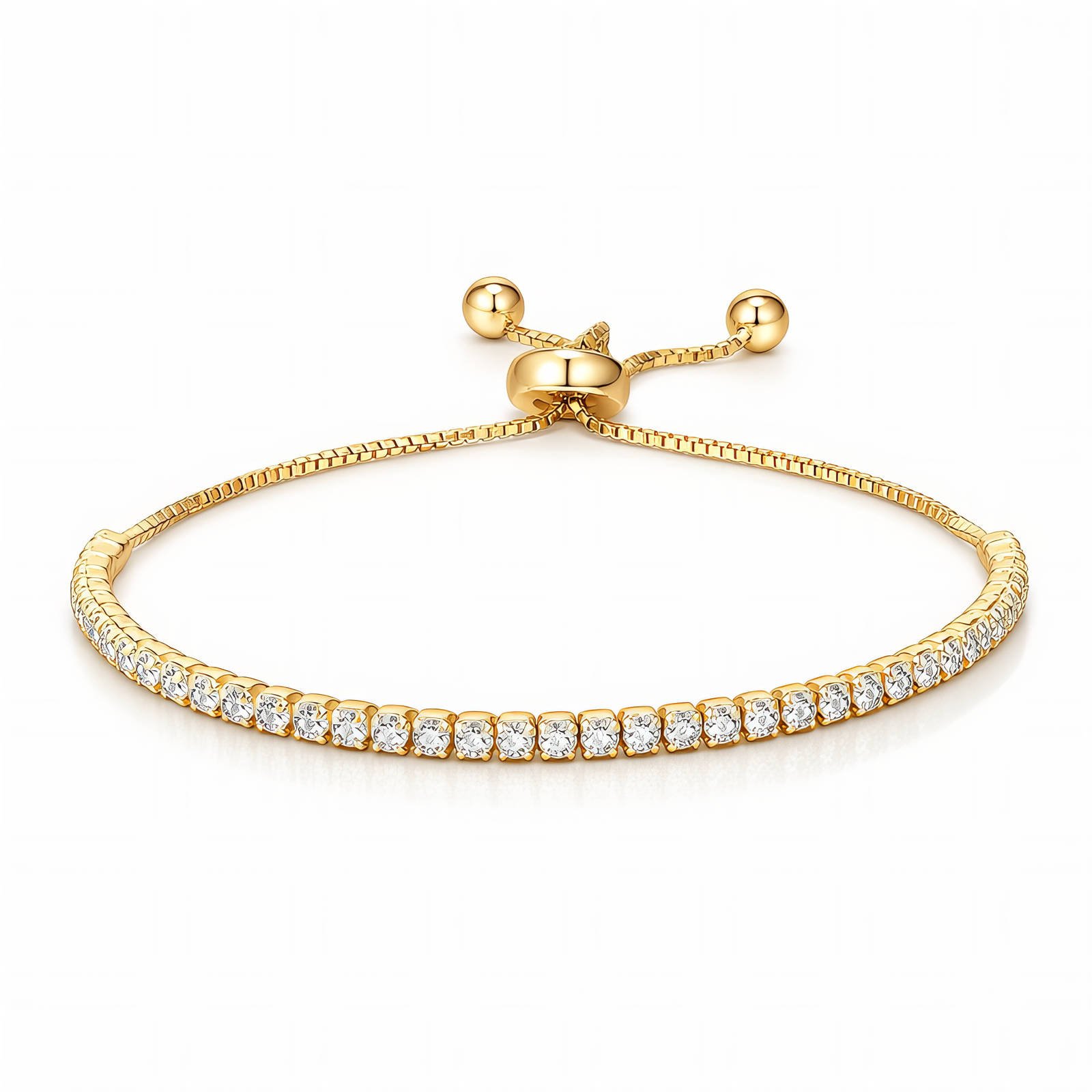 image_0-9.jpg 18K gold adjustable tennis bracelet with sparkling cubic zirconia stones