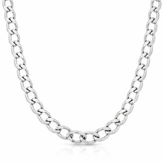 Chunky chain necklace made of polished stainless steel with large oval links