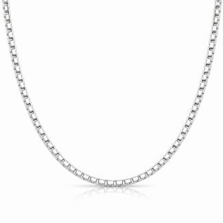 Stainless steel box chain necklace with lobster claw closure, 50 cm length