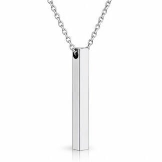 Sleek bar pendant necklace with polished chain and rectangular pendant