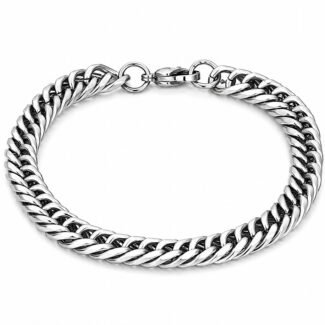 Stainless steel Cuban link bracelet with polished finish and secure clasp