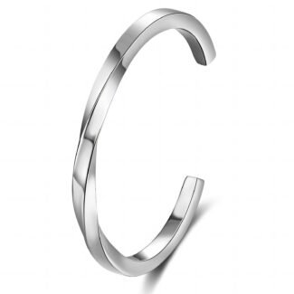 Stainless steel sculpted cuff bracelet with a polished finish